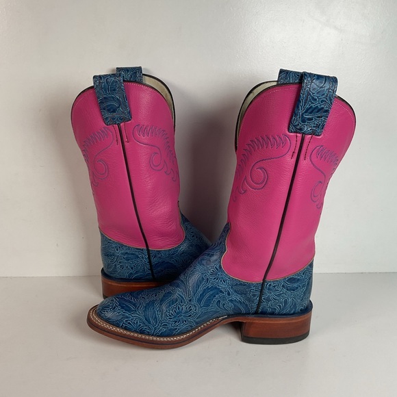 Olathe Tooled Cowgirl Roper Boots 7 B Barbie Pink Upper - Picture 5 of 14
